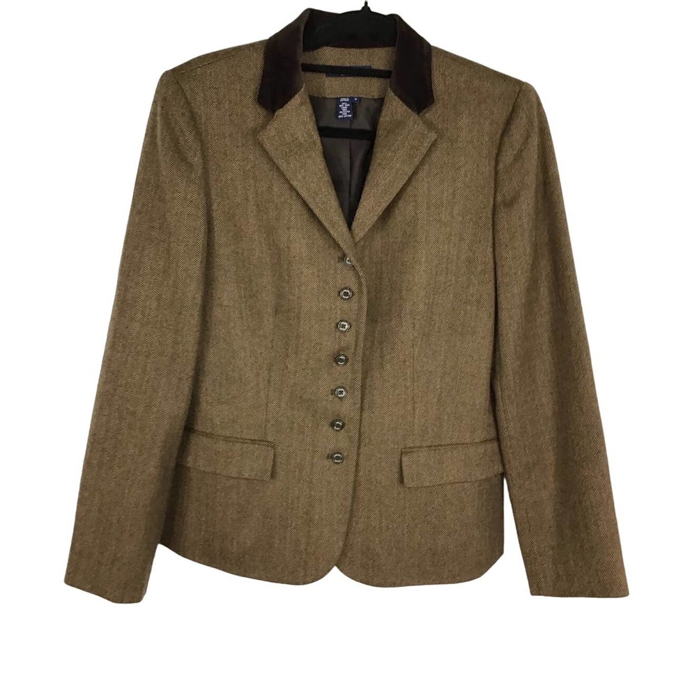 CHAPS WOMANS 100% WOOL HERRINGBOAN BLAZER WITH VALOUR COLLAR
